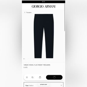Giorgio Armani VIRGIN WOOL FLAT-FRONT TROUSERS